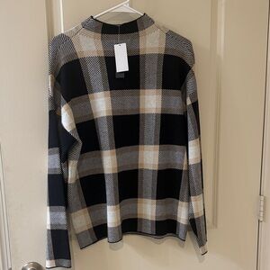 Plaid Black and Cream Men's Sweater